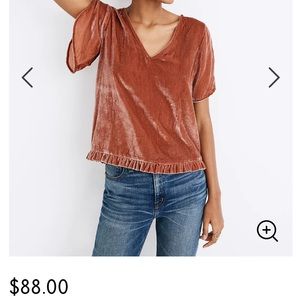Madewell velvet tulip sleeve top